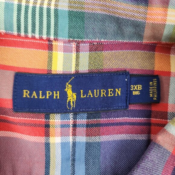 Ralph Lauren Shirt Mens 3XB Multicolor Flesh Pony Checked Button Down Collar - Picture 3 of 6